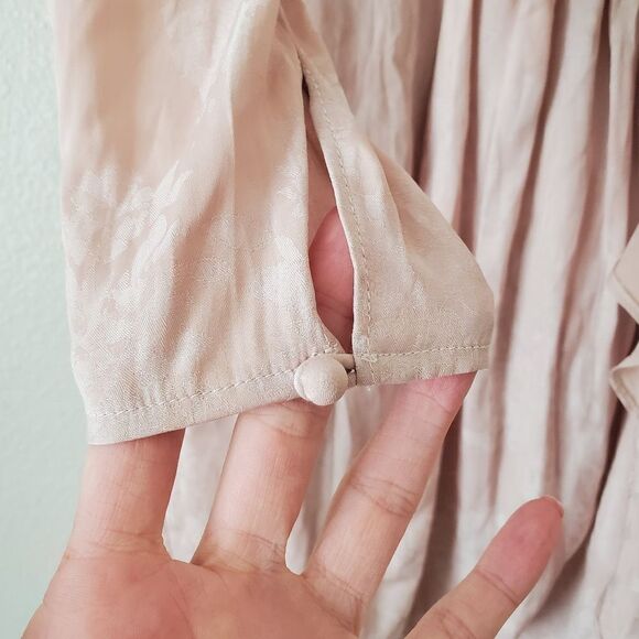 BCBGMAXAZRIA Blush Pink Floral Print Long Sleeve Faux Wrap Dress Size 2 - Picture 9 of 11